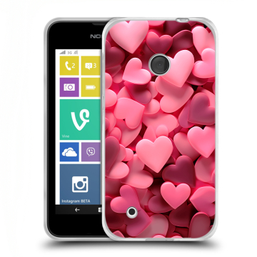Пластиковый чехол на Nokia Lumia 530 с принтом розовые сердечки Пластиковый чехол на Nokia Lumia 530 с принтом розовые сердечки