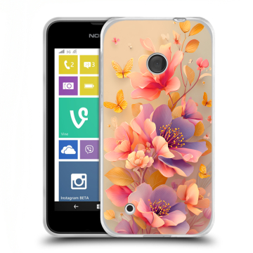 Пластиковый чехол на Nokia Lumia 530 с принтом Цветы и бабочки