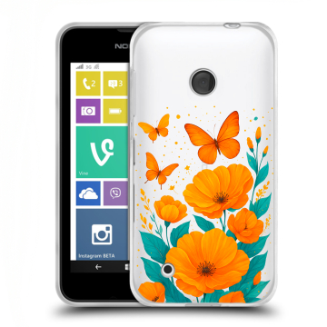 Пластиковый чехол на Nokia Lumia 530 с принтом цветы бабочки