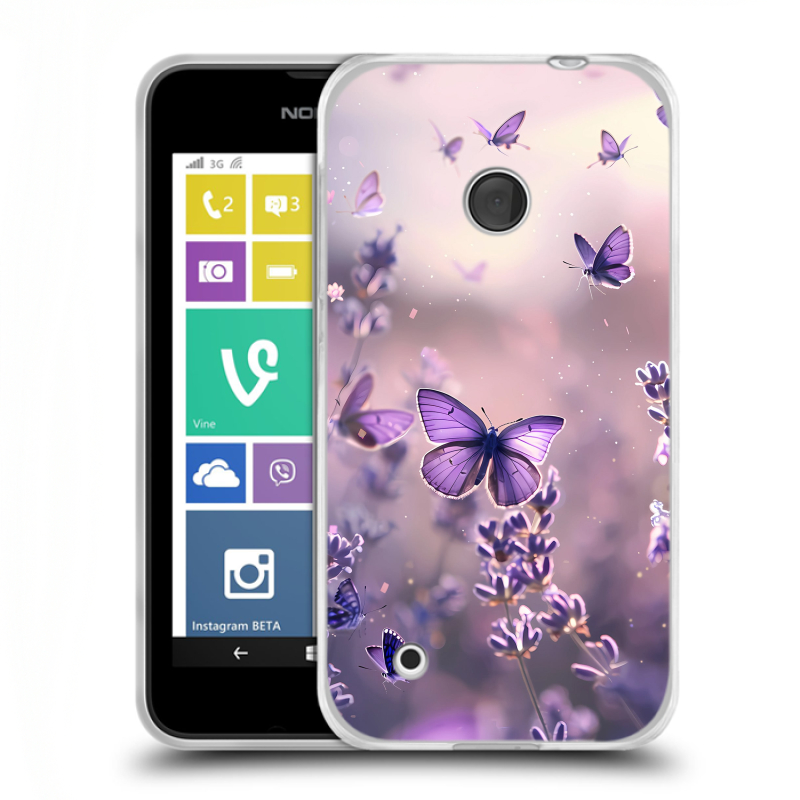 Пластиковый чехол на Nokia Lumia 530 с принтом бабочки и лаванда Пластиковый чехол на Nokia Lumia 530 с принтом бабочки и лаванда