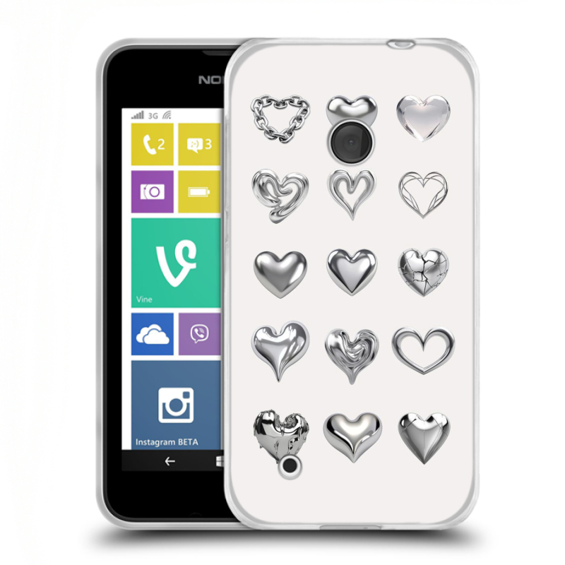 Пластиковый чехол на Nokia Lumia 530 с принтом Y2K сердечки Пластиковый чехол на Nokia Lumia 530 с принтом Y2K сердечки