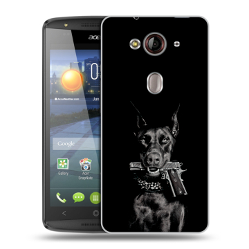 Пластиковый чехол на Acer Liquid E3 с принтом Доберман и пистолет Пластиковый чехол на Acer Liquid E3 с принтом Доберман и пистолет