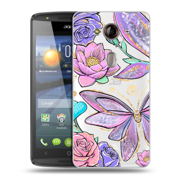 Пластиковый чехол на Acer Liquid E3 с принтом Бабочки и цветы Пластиковый чехол на Acer Liquid E3 с принтом Бабочки и цветы