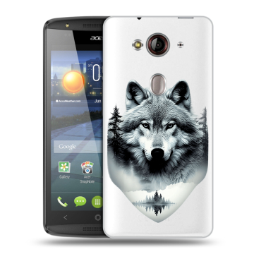Пластиковый чехол на Acer Liquid E3 с принтом Волк в лесу Пластиковый чехол на Acer Liquid E3 с принтом Волк в лесу