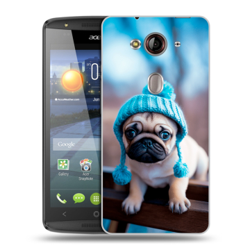 Пластиковый чехол на Acer Liquid E3 с принтом Мопс в шапке Пластиковый чехол на Acer Liquid E3 с принтом Мопс в шапке