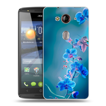 Пластиковый чехол на Acer Liquid E3 с принтом Голубые цветы