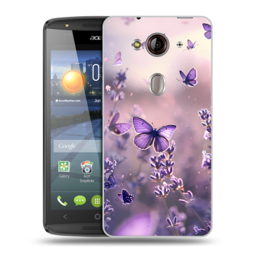 Пластиковый чехол на Acer Liquid E3 с принтом бабочки и лаванда Пластиковый чехол на Acer Liquid E3 с принтом бабочки и лаванда