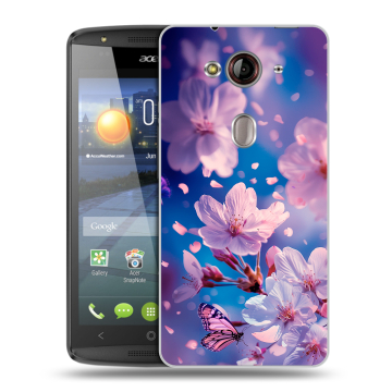 Пластиковый чехол на Acer Liquid E3 с принтом цветы бабочки Пластиковый чехол на Acer Liquid E3 с принтом цветы бабочки