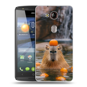 Пластиковый чехол на Acer Liquid E3 с принтом Капибара с апельсином