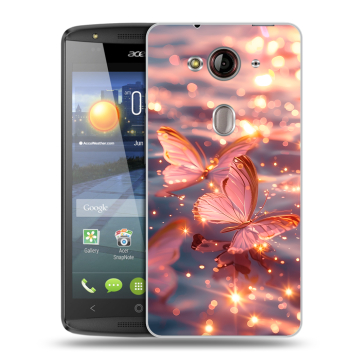 Пластиковый чехол на Acer Liquid E3 с принтом бабочки розовые Пластиковый чехол на Acer Liquid E3 с принтом бабочки розовые