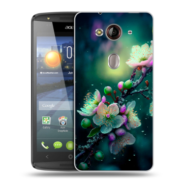 Пластиковый чехол на Acer Liquid E3 с принтом Цветы и мрамор Пластиковый чехол на Acer Liquid E3 с принтом Цветы и мрамор