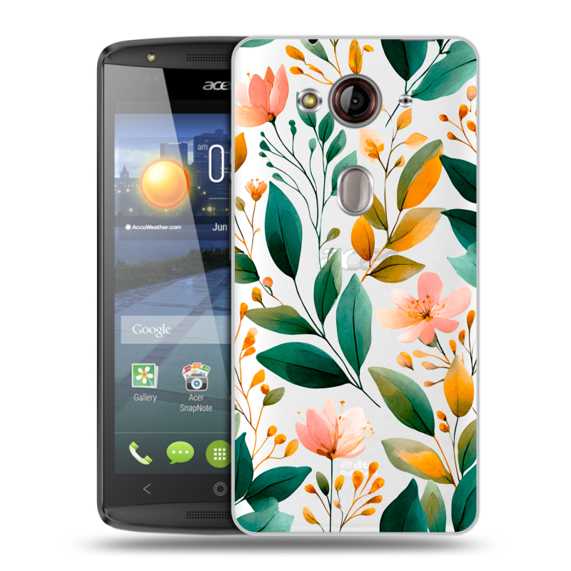 Пластиковый чехол на Acer Liquid E3 с принтом Цветы паттерн Пластиковый чехол на Acer Liquid E3 с принтом Цветы паттерн
