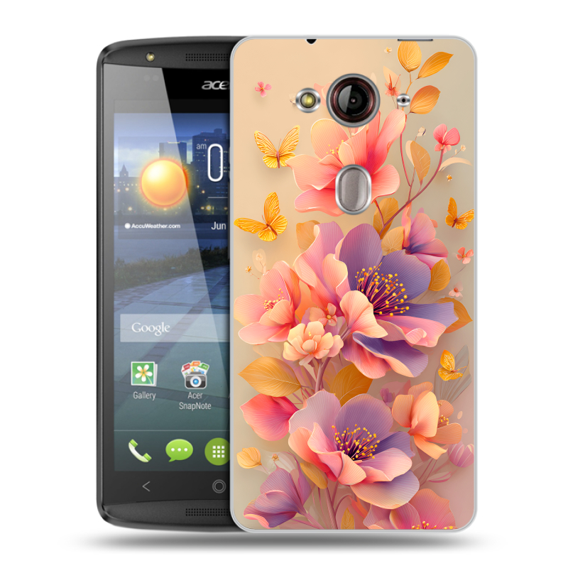 Пластиковый чехол на Acer Liquid E3 с принтом Цветы и бабочки Пластиковый чехол на Acer Liquid E3 с принтом Цветы и бабочки