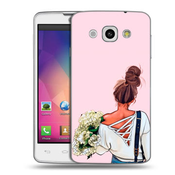 Пластиковый чехол на LG L60 с принтом Девушка и букет