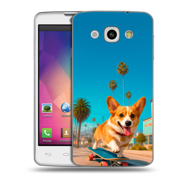Пластиковый чехол на LG L60 с принтом Корги на скейте Пластиковый чехол на LG L60 с принтом Корги на скейте