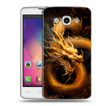 Пластиковый чехол на LG L60 с принтом Золотой дракон