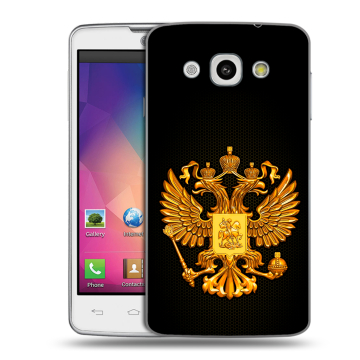 Пластиковый чехол на LG L60 с принтом Герб России желтый Пластиковый чехол на LG L60 с принтом Герб России желтый
