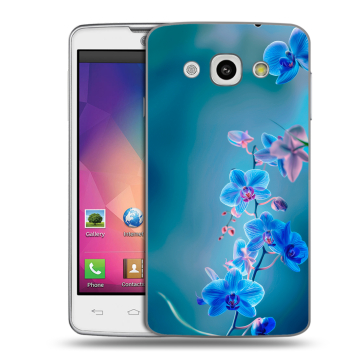 Пластиковый чехол на LG L60 с принтом Голубые цветы Пластиковый чехол на LG L60 с принтом Голубые цветы