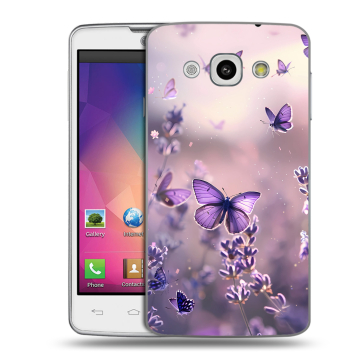 Пластиковый чехол на LG L60 с принтом бабочки и лаванда Пластиковый чехол на LG L60 с принтом бабочки и лаванда