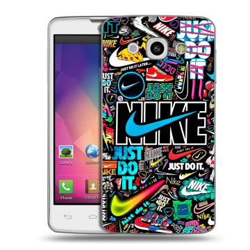 Пластиковый чехол на LG L60 с принтом найк nike черный