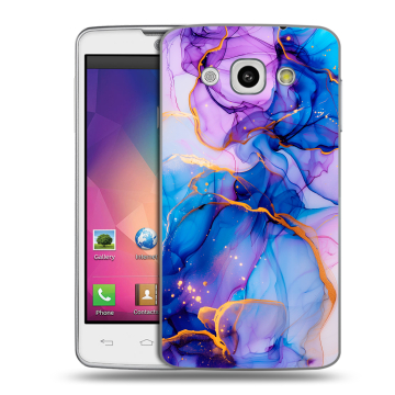 Пластиковый чехол на LG L60 с принтом синий мрамор Пластиковый чехол на LG L60 с принтом синий мрамор