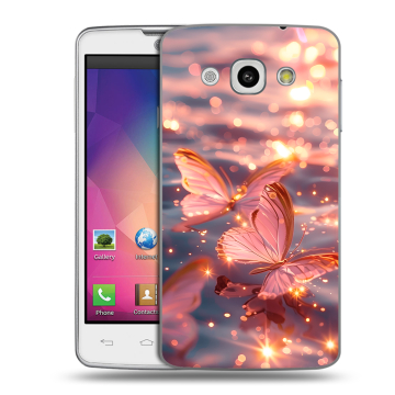 Пластиковый чехол на LG L60 с принтом бабочки розовые Пластиковый чехол на LG L60 с принтом бабочки розовые