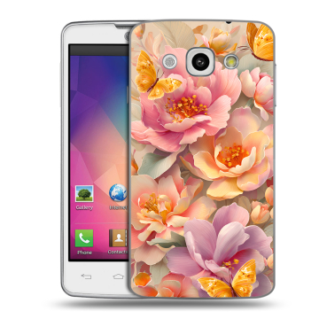 Пластиковый чехол на LG L60 с принтом Цветы и бабочки