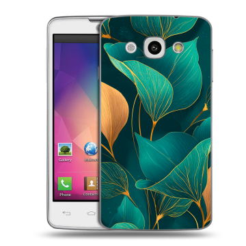 Пластиковый чехол на LG L60 с принтом Листья и золото