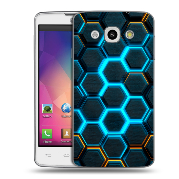 Пластиковый чехол на LG L60 с принтом Неоновые соты
