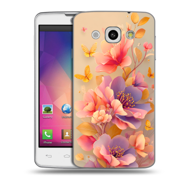 Пластиковый чехол на LG L60 с принтом Цветы и бабочки Пластиковый чехол на LG L60 с принтом Цветы и бабочки
