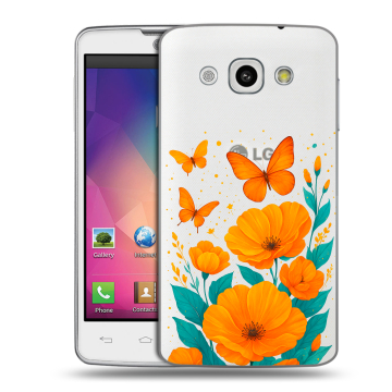 Пластиковый чехол на LG L60 с принтом цветы бабочки Пластиковый чехол на LG L60 с принтом цветы бабочки