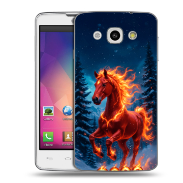 Пластиковый чехол на LG L60 с принтом Новый год коня