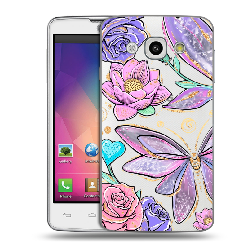 Пластиковый чехол на LG L60 с принтом Бабочки и цветы Пластиковый чехол на LG L60 с принтом Бабочки и цветы
