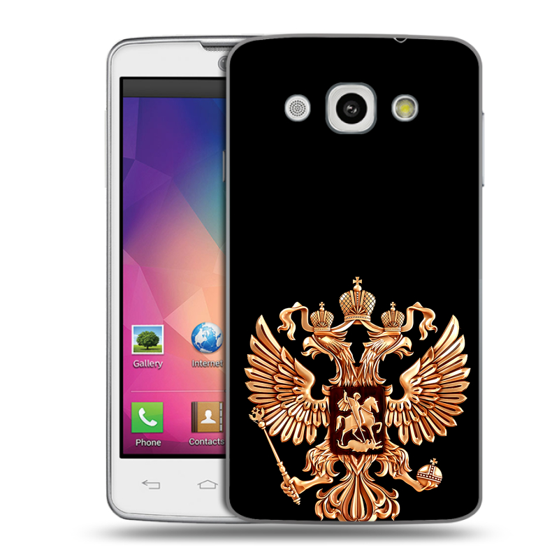 Пластиковый чехол на LG L60 с принтом Герб России золотой Пластиковый чехол на LG L60 с принтом Герб России золотой