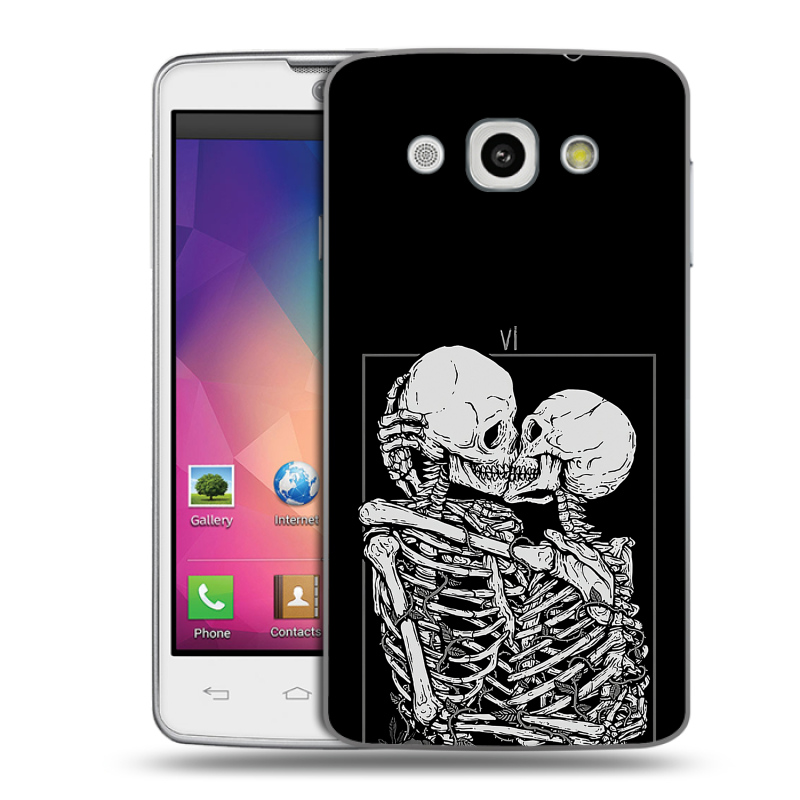 Пластиковый чехол на LG L60 с принтом Поцелуй скелетов Пластиковый чехол на LG L60 с принтом Поцелуй скелетов