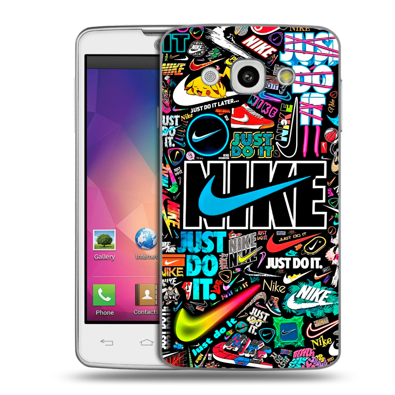 Пластиковый чехол на LG L60 с принтом найк nike черный Пластиковый чехол на LG L60 с принтом найк nike черный