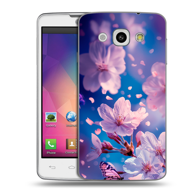 Пластиковый чехол на LG L60 с принтом цветы бабочки Пластиковый чехол на LG L60 с принтом цветы бабочки