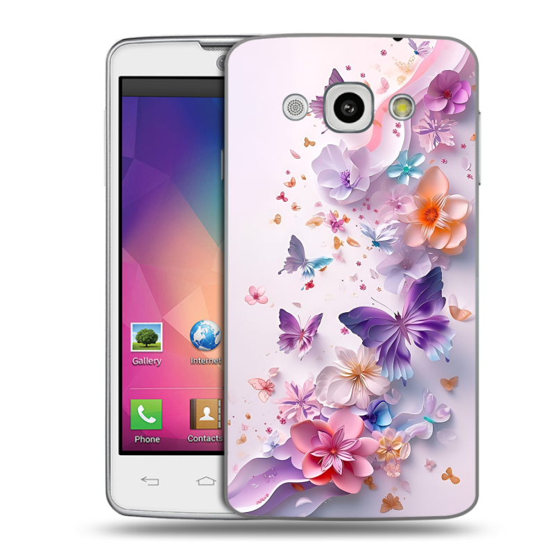 Пластиковый чехол на LG L60 с принтом цветы бабочки Пластиковый чехол на LG L60 с принтом цветы бабочки