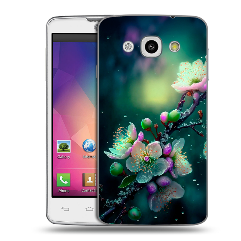 Пластиковый чехол на LG L60 с принтом Цветы и мрамор Пластиковый чехол на LG L60 с принтом Цветы и мрамор