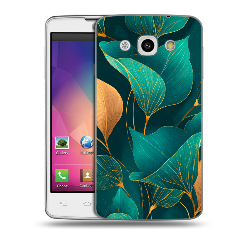 Пластиковый чехол на LG L60 с принтом Листья и золото Пластиковый чехол на LG L60 с принтом Листья и золото