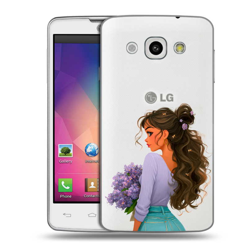 Пластиковый чехол на LG L60 с принтом девушка цветы Пластиковый чехол на LG L60 с принтом девушка цветы