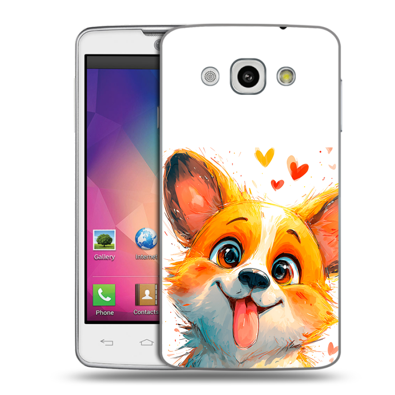 Пластиковый чехол на LG L60 с принтом корги Пластиковый чехол на LG L60 с принтом корги