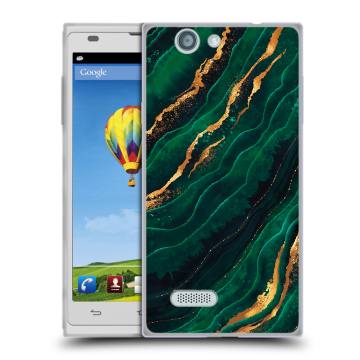 Пластиковый чехол на ZTE Blade L2 с принтом Мрамор зеленое золото