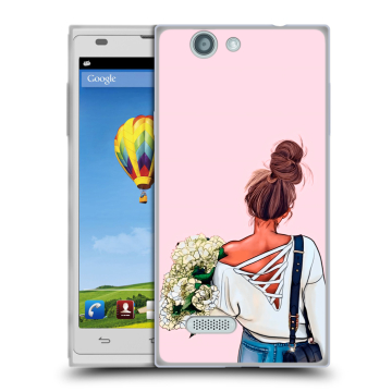 Пластиковый чехол на ZTE Blade L2 с принтом Девушка и букет