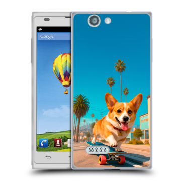Пластиковый чехол на ZTE Blade L2 с принтом Корги на скейте
