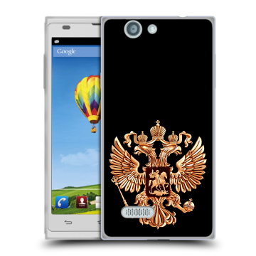Пластиковый чехол на ZTE Blade L2 с принтом Герб России золотой Пластиковый чехол на ZTE Blade L2 с принтом Герб России золотой