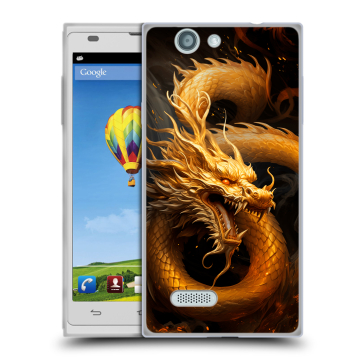 Пластиковый чехол на ZTE Blade L2 с принтом Золотой дракон Пластиковый чехол на ZTE Blade L2 с принтом Золотой дракон