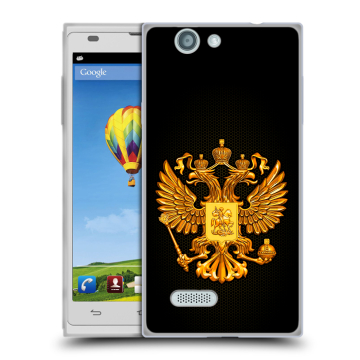 Пластиковый чехол на ZTE Blade L2 с принтом Герб России желтый