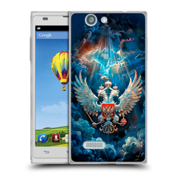 Пластиковый чехол на ZTE Blade L2 с принтом Герб флаг России