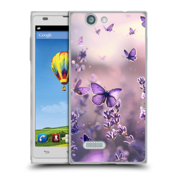 Пластиковый чехол на ZTE Blade L2 с принтом бабочки и лаванда